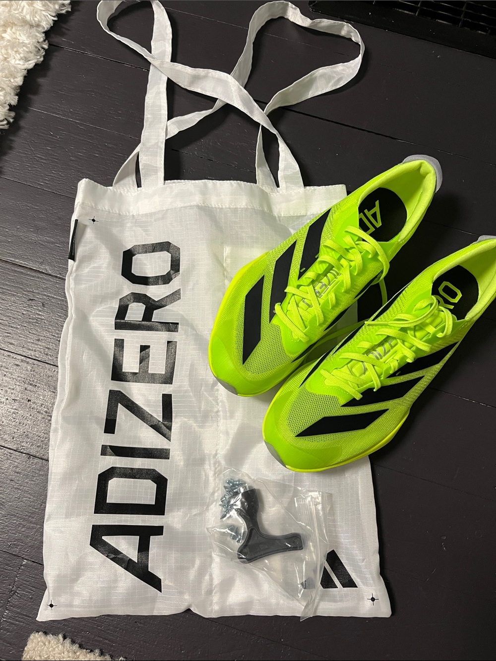 adidas Bright Neon Green with Black Adizero Track Spikes